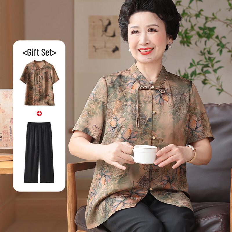 Elderly Women s Summer Blouse Set 4XL