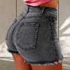 Women Leisure Shorts Vintage High-Waist Distressed Denim Leisure Shorts with Butt-lifted Design Side Pockets for Women Vintage Style Washed Party P
