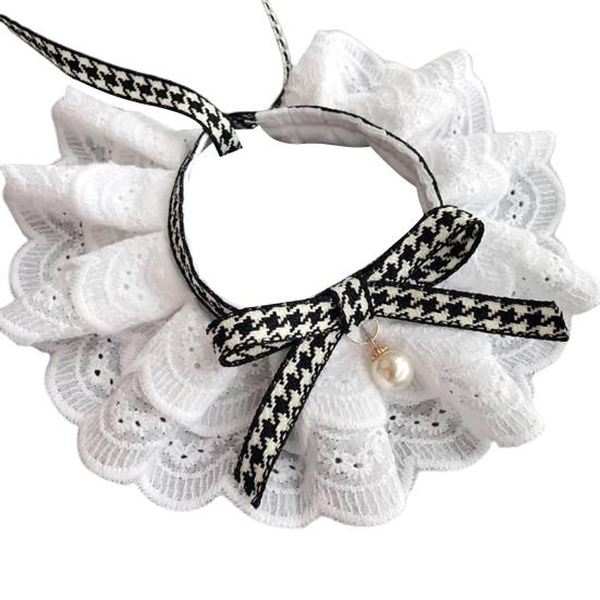 

Нагрудник для домашних животных, привлекательный, износостойкий, из хлопка, несколько слоев кружева, нагрудник для защиты от слюны домашних животных для улицы чёрный