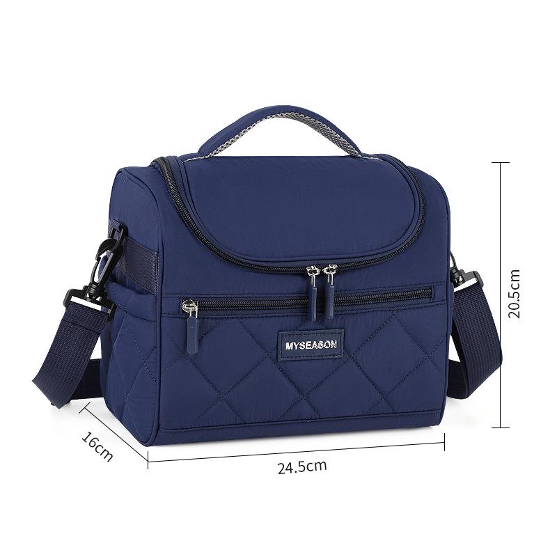 Colorblock Large Capacity Insulated Crossbody Lunch Bag with Thick Aluminum Foil