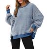 Dames Gestreept Crewneck Sweatshirt Los Oversized Lange Mouw Pullover Casual Dagelijks Blouse Top
