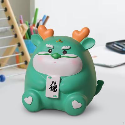 Chinese Dragon Figurine Piggy Bank - Handcrafted Artwork for Home Decor