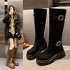 Fashion 2025 Women Stylish Mid-Calf Slouchy Boots Soft Comfortable Round Toe Design Buckle Latch Design Outdoor Casual Shoes