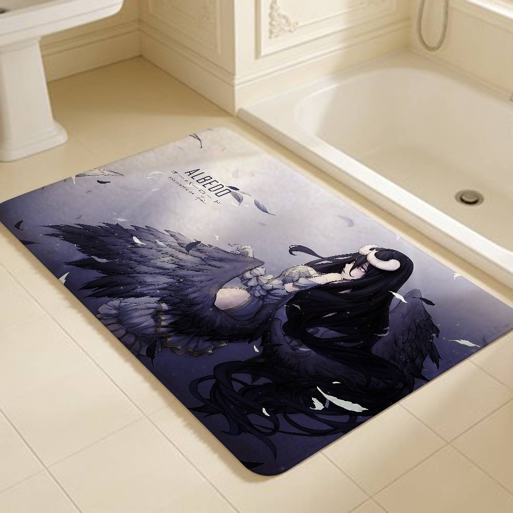 Game Albedo Cute Girl Overlord Anime Hallway Carpet Washable Non-Slip Living Room Sofa Chairs Area Mat Kitchen Doormat Area Rug
