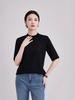 High-End Women's Ribbed Crew Neck Mid-Sleeve T-Shirt