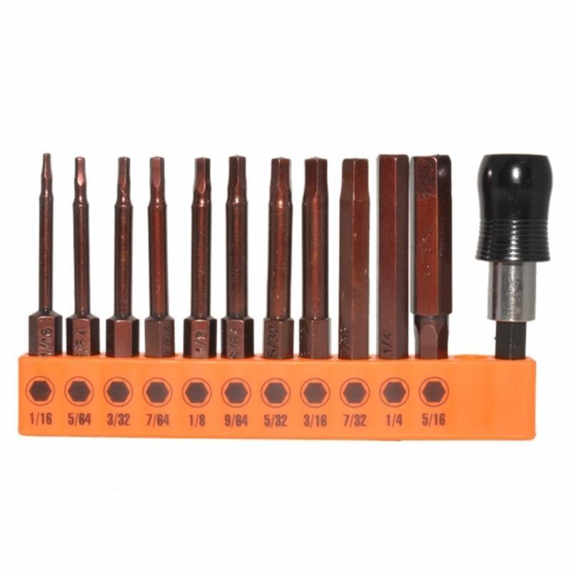 23Pcs Head Allen Wrenches Drill Bit Set Steel Tip Bit Set 60mm Long 1.5/2/2.5/3/4/5/5.5/6/8/10/12mm