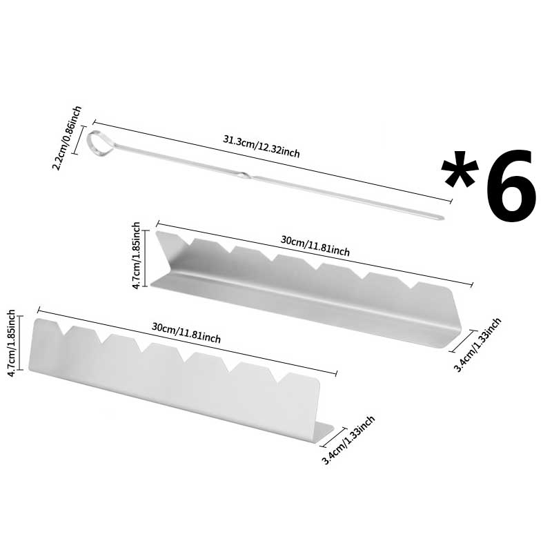 Skewers Kabob Rack Stainless Steel Reusable Barbecue BBQ Long Skewers Holder for Grill Meat Chicken