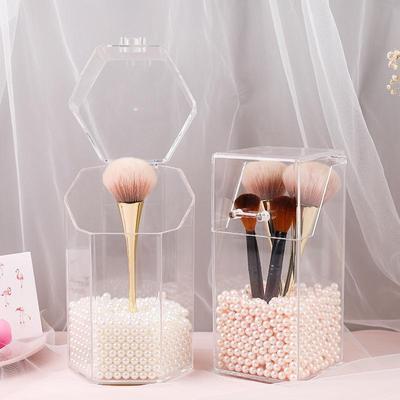 Clear Acrylic Flip Dustproof Storage Box for Makeup Brushes and Eyebrow Pencils