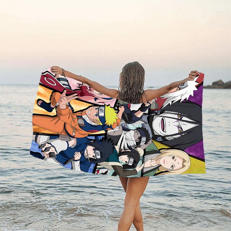 1pc NARUTO (3) Beach Towel, Beach and Seaside Swimming Pool Equipment, Fashion Pattern, Rectangular, Travel Essentials