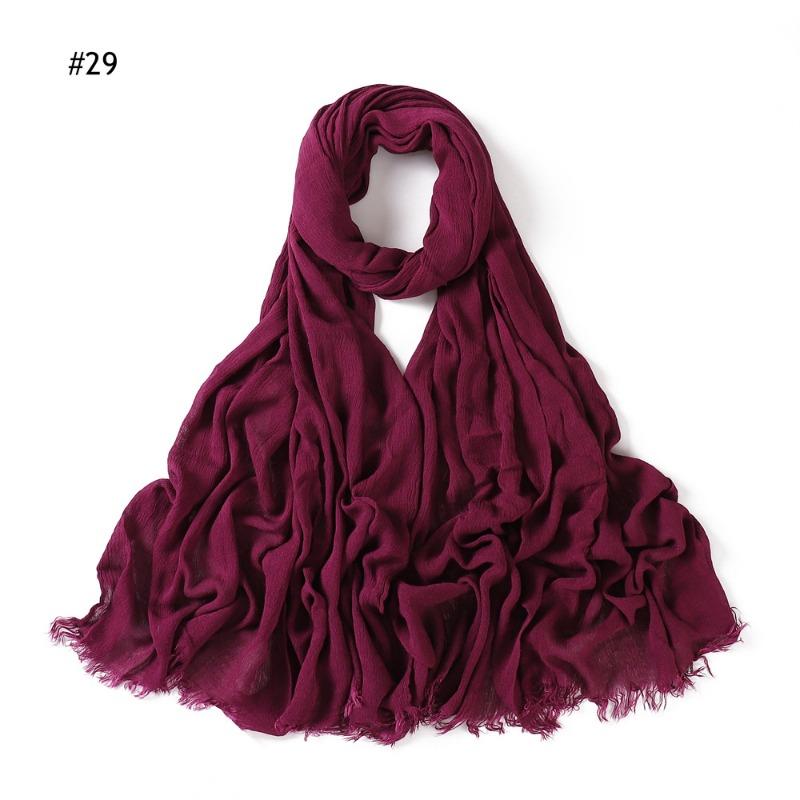% Rayon Pleated Solid Color Human Cotton Two-end Beard Bag Headscarf Female, New Breathable Soft Scarf