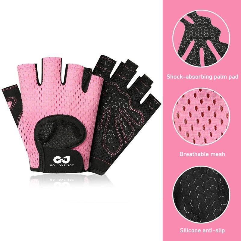 

Перчатки для фитнеса OLIKEI Half-finger для мужчин и женщин, дышащие, амортизирующие, перчатки для тяжелой атлетики, нескользящие, перчатки для спортзала, спортивные перчатки для велоспорта S-Style A розовый