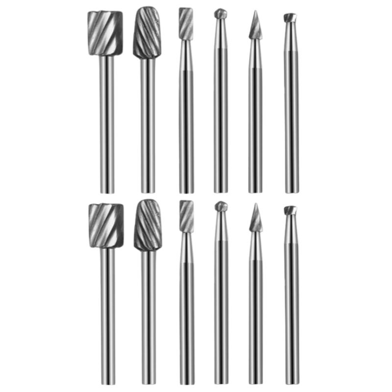 6/12Pcs HSS Routing Router Drill Bits Set Rotary Burr Tool CNC Engraving Abrasive Tools Wood Metal Milling Cutter