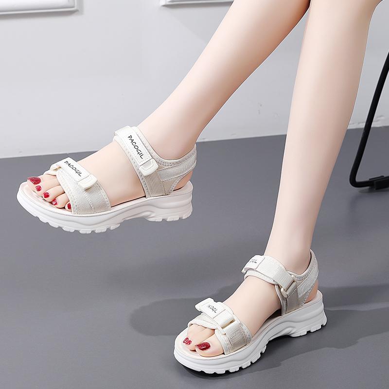 Sommer Damensandalen mit dicker Sohle Damenmode Leichte Klettverschluss Outdoor Freizeitsandalen Strandschuhe Hausschuhe für Mädchen