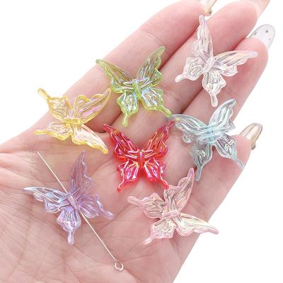 100Pcs Acrylic Clear AB Color Butterfly Beads Loose Spacer Beads Charms for Crafts DIY Necklace Bracelet Jewelry Making Materials