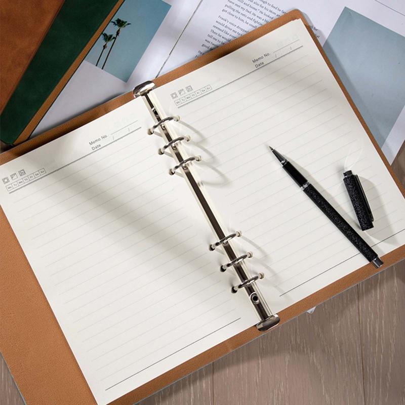 Practical 6 Ring Binder Planner Notebook A5 Refillable Loose Leaf Round Ring Journal Notepad with 100 Sheets Lined Paper