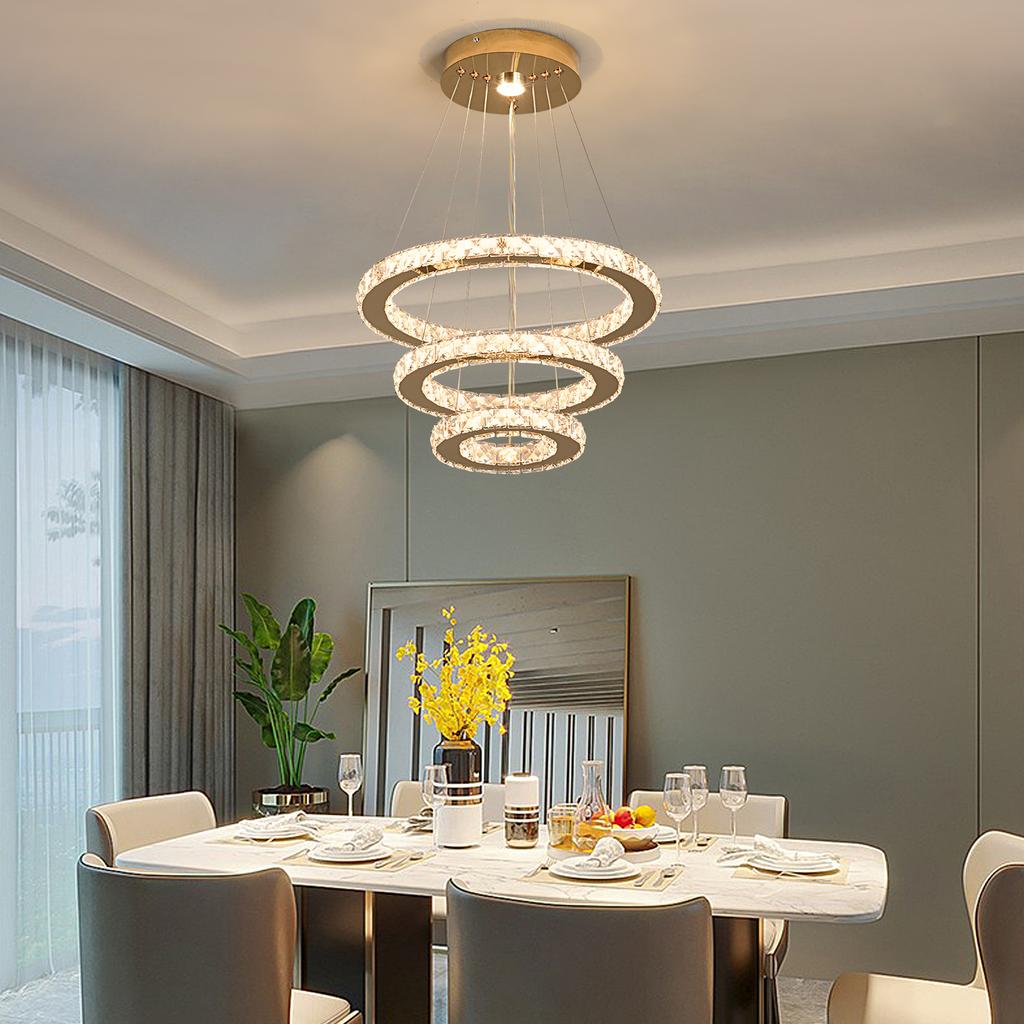 German Warehouse Gold 3 Ring 3 Color Changeable Stainless Steel Remote Controlled LED Ceiling Light for Indoor Use