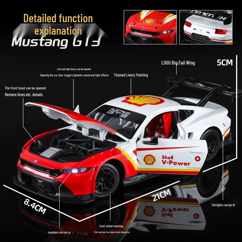 Caipo GT3 1/24 Scale Car Model with Sound and Light - Alloy Shell Ornament Collection.