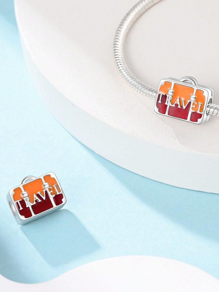 Charm Plata Travel Luggage Pyramid Bead Charms Copper Plated Fits Charm Genuine Bracelets For Jewellery Crafting DoItYourself Charms