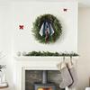 22 Inch Real Touch Christmas Wreath for Front Door Artificial Greenery Pine Cedar Wreath with Bells And Ribbon Bow for Home Porch Wall Window