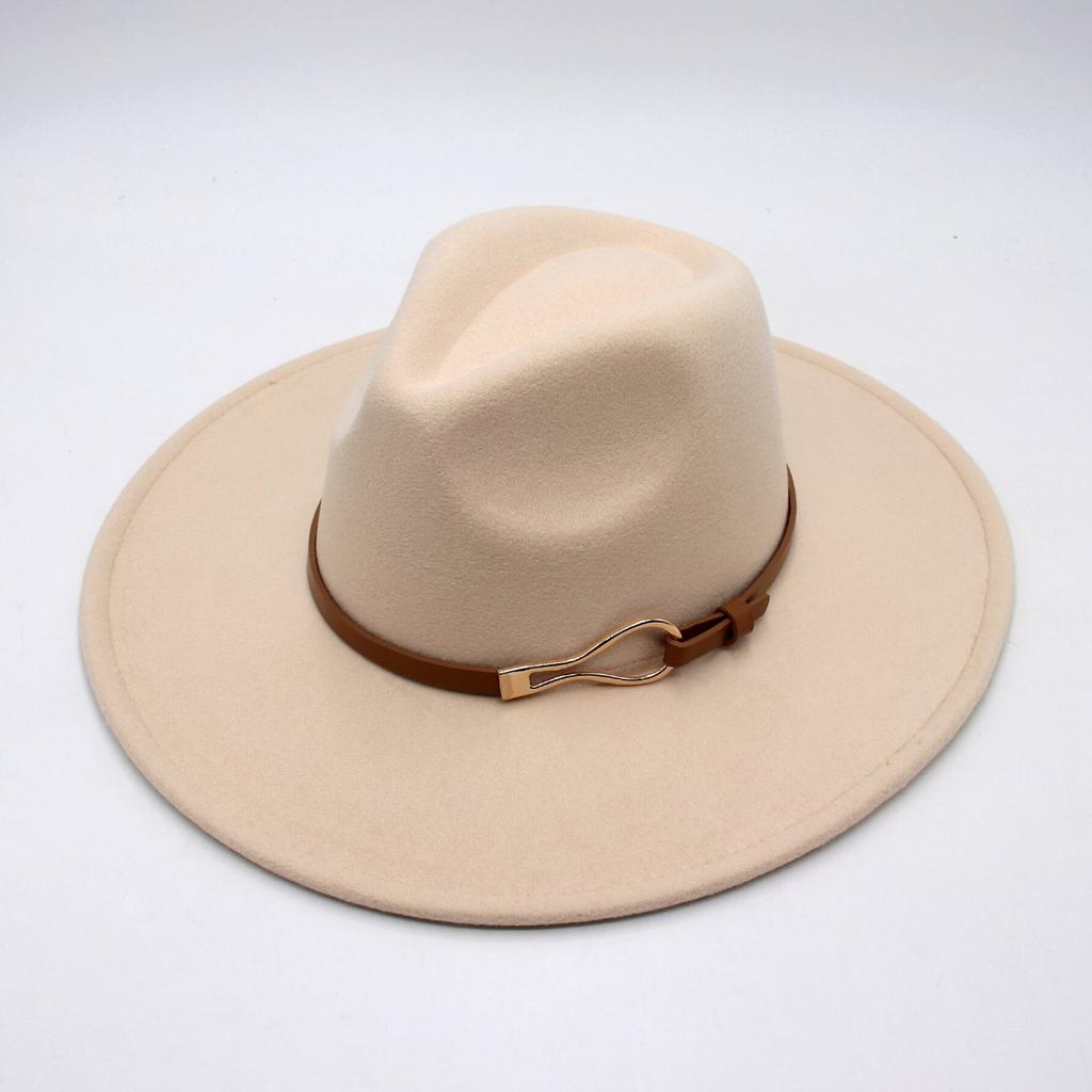 .Cm top hat foreign style jazz hat retro felt hat temperament British style belt buckle woolen hat