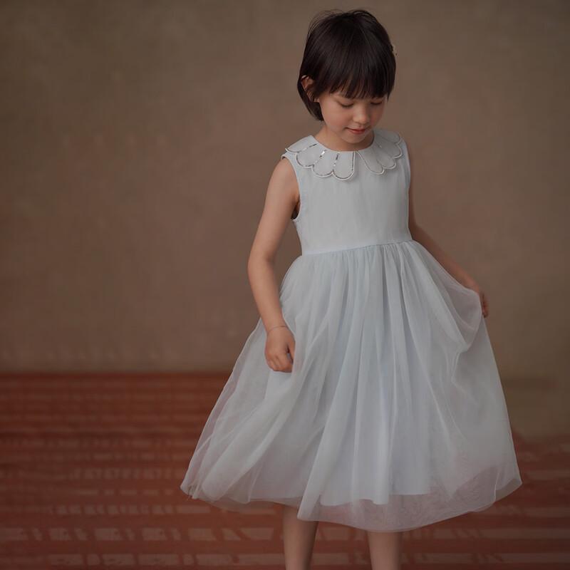 Hacikis Girls  Summer Petal Collar Princess Vest Dress 160