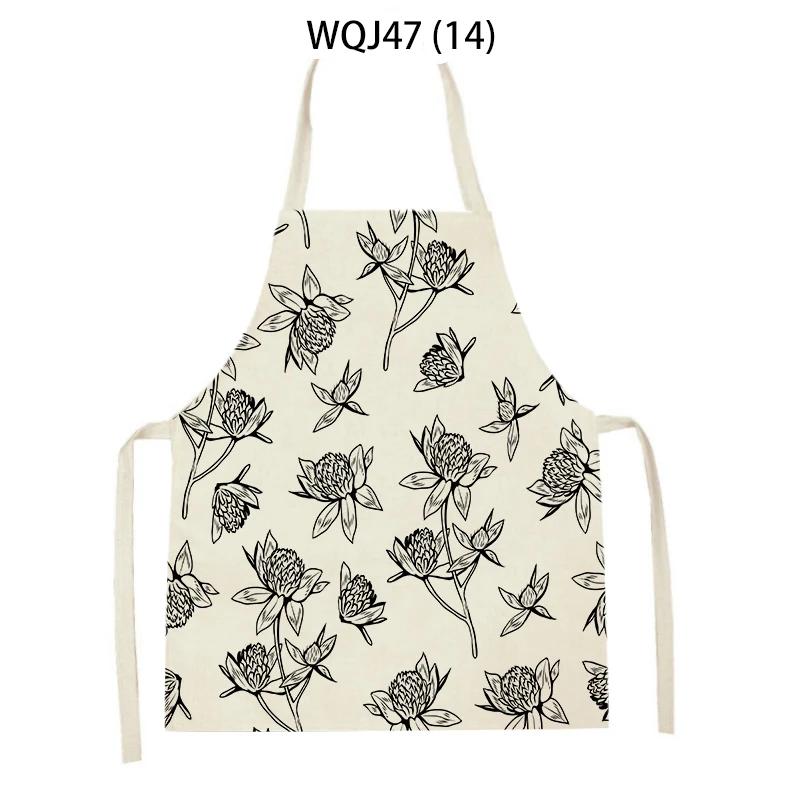 Retro Flowers Linen Kitchen Aprons Floral Printed Cooking Aprons for Women Men Baking Accessories Cleaning Pinafore Delantal