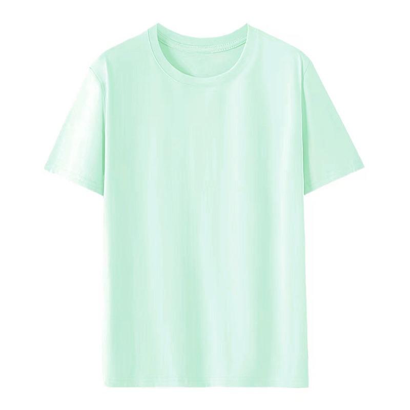 Pure cotton T-shirt women's round neck short-sleeved T-shirt logo advertising shirt group clothing trendy brand women's top solid color clothes