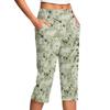 Women's Vintage Floral Print Button Pocket Trousers Slit High Waist Sports Yoga Casual Pants