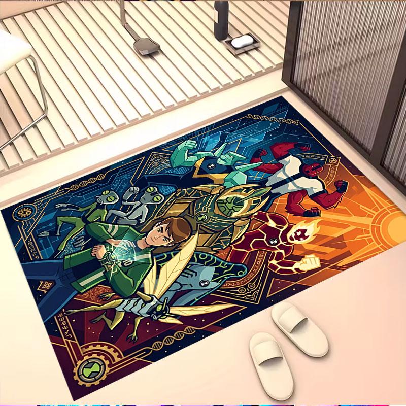 Ben 10 Cartoon Print Rug, Washable Floor Carpet, For Entryway Dorm Laundry Room Office Study, Home Decor Birthday Christmas Gift