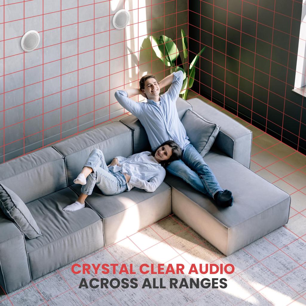 Pyle Mount Speakers 200W Max 100W Rated Frequency Double Cone Round Polymer Dome Tweeter with Voice Warranty PDIC61RD 6.5-inch 2-Way In-Wall/Ceiling