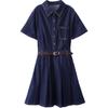 Betu Women's Short Sleeve Pleated Denim Dress