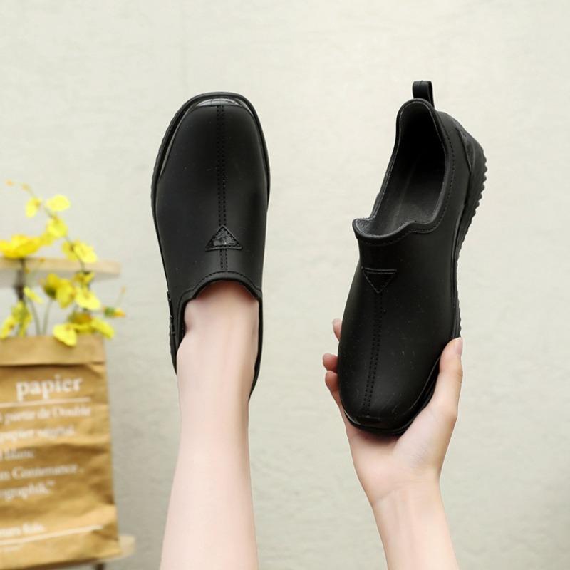 Shallow dopamine spring and autumn women's rain shoes kitchen cleaning canteen mother shoes waterproof shoes one pedal overshoes women's rubber shoes
