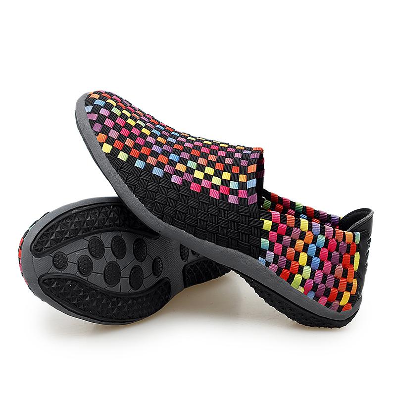 Summer Moccasin Pink Beach Shoes Women Multicolor Casual Weave Slip on Braided Purple Flats Sneakers Plus Size