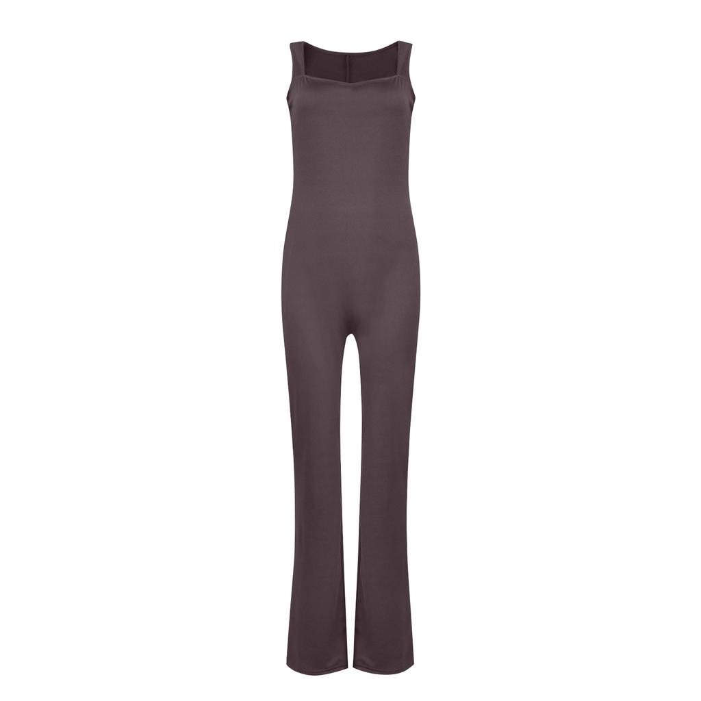 Jumpsuit for kvinner med brede ben, ermeløs, ermeløs, sexy, trang, fritidsdress, treningsklær