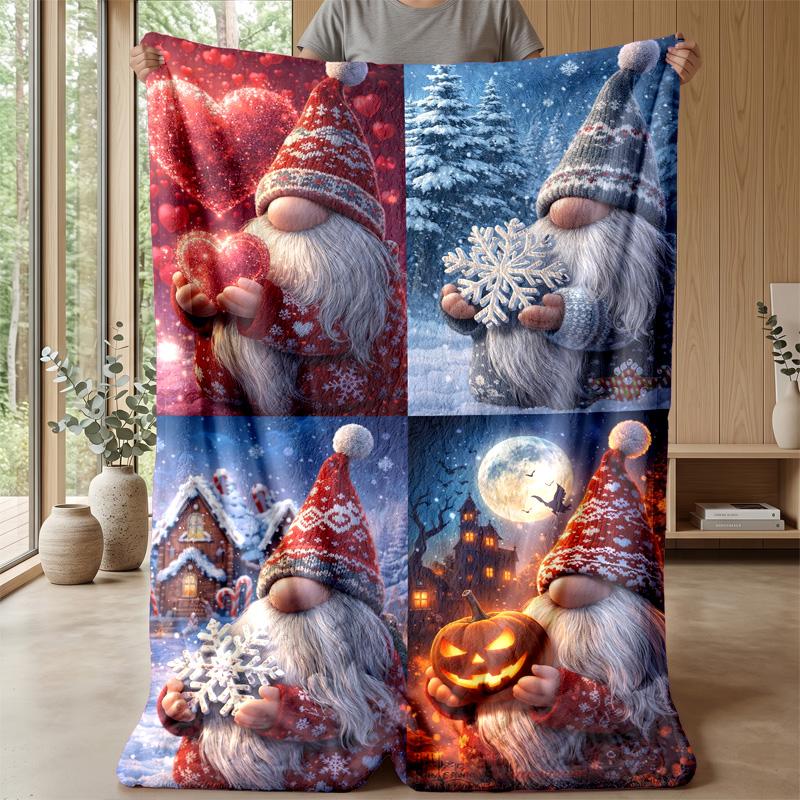 Gnomes Celebrate Autumn Theme blanket Lightweight Warm Flannel Blanket Decorative Throw Blanket for Home Decoration