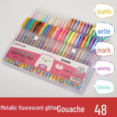 Multi-Color Glitter Watercolor Pens: Fluorescent, Large Capacity, Perfect for Kids’ Crafts and Coloring