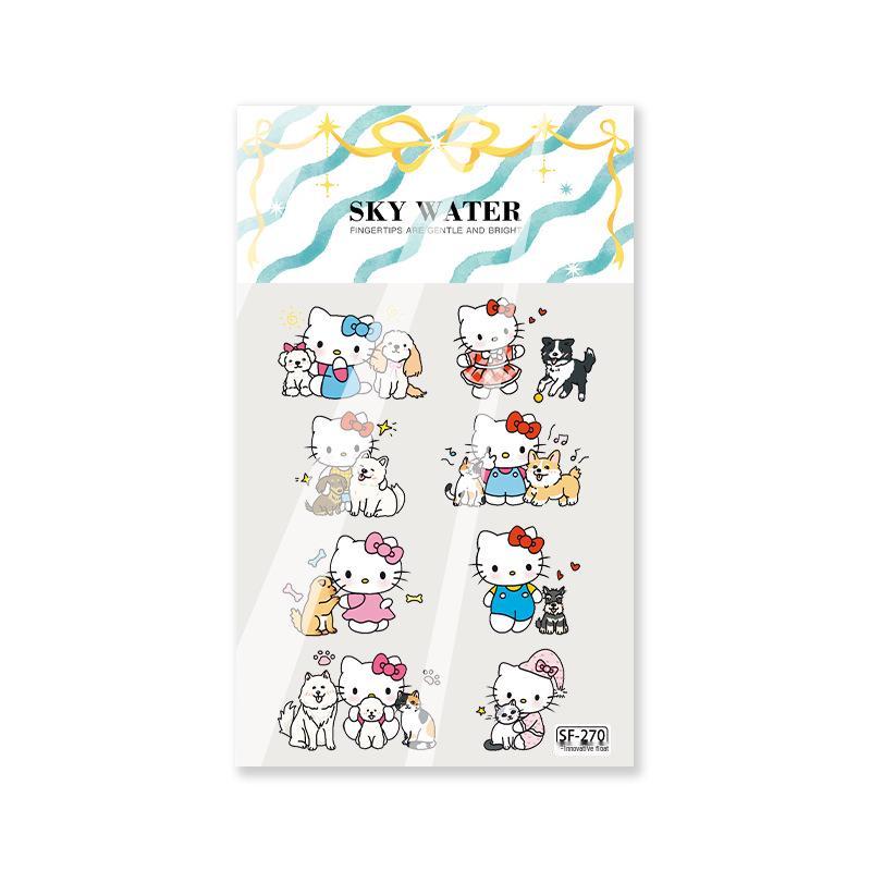 Sky New Hello Kitty with Puppy 3D Nail Art & Water Bottle Sticker - Large & Embossed