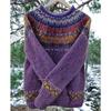 Women's Round Neck Colour Blocked Loose Fit Fashion Pullover Knitwear Luxurious Relaxed-fit Slimming and Versatile Top
