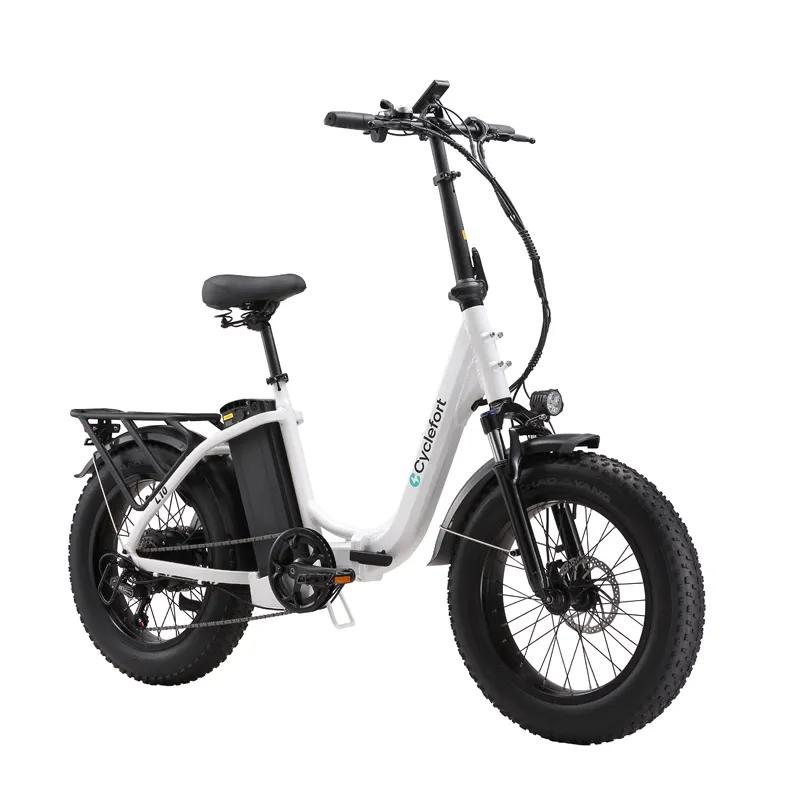 Cyclefort L10 City Folding Electric Bike With Seat 20 Inch Fat Tires Off-Road E-Bike 48V20Ah Battery 500W Motor Urban Commuting Electric Bicycle