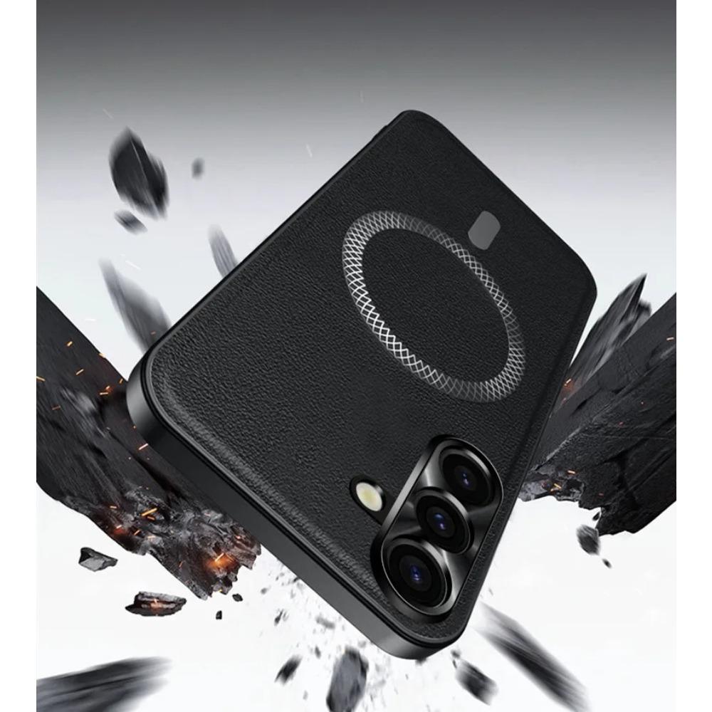 Retro Leather Magnetic Phone Cases For Samsung Galaxy S25 Ultra S22 S23FE S24 Plus Metal Camera Protection Shockproof Hard Cover