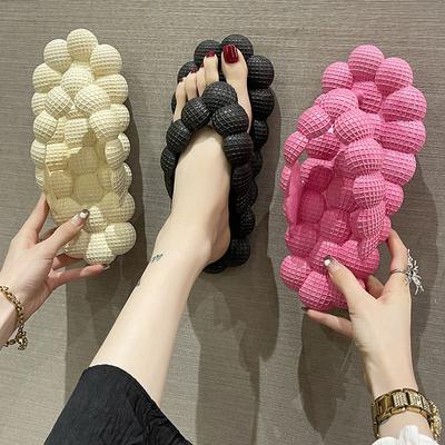 Fashion 2024 Women  Summer Flip Flops Outdoor Slippers Soft PVC Girls Peanut Massage Slides Slip-on Ladies Fashion Bubble Sandals