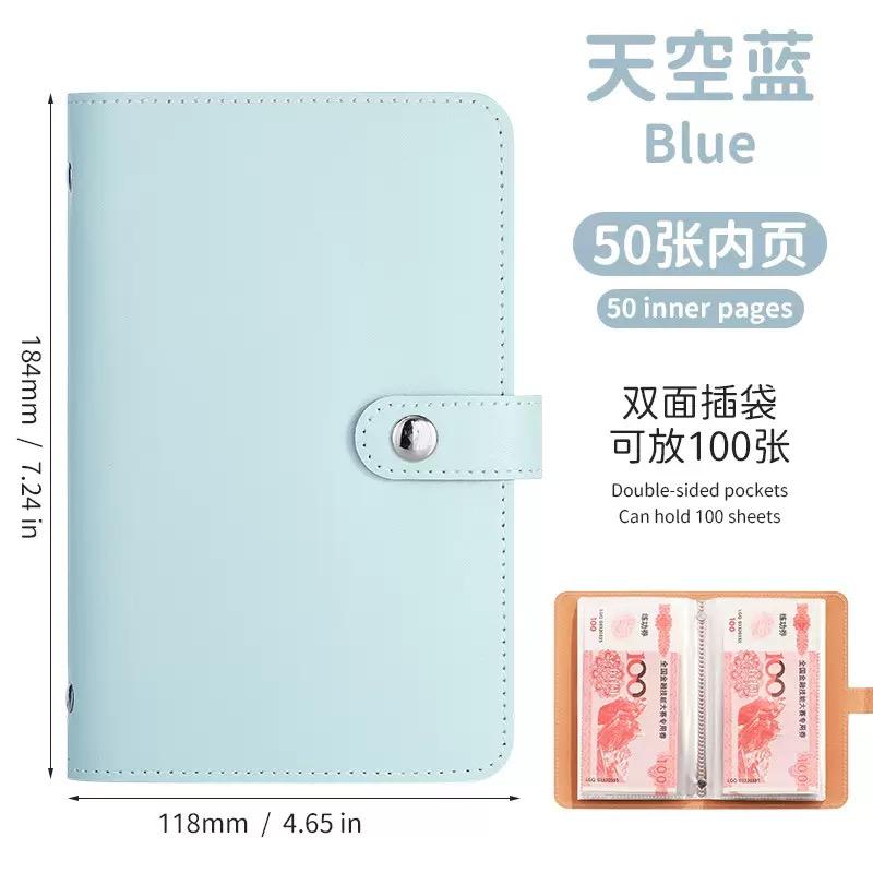 1 Banknote Storage Book Made of PU Material, Can Hold 100 Banknotes, with Banknote Photos, Stamps, Bank Card Storage Book