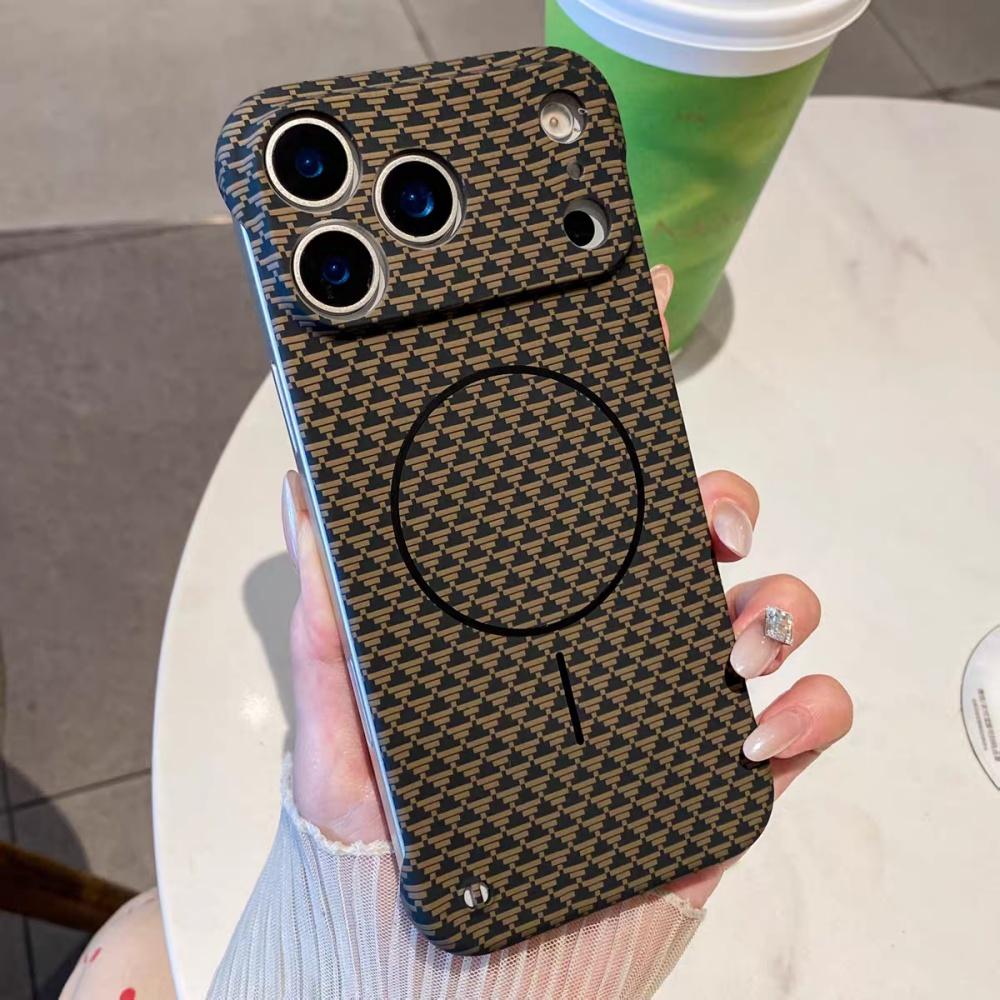 Schlanke rahmenlose Kühl-Kevlar-Kohlefaser-Hülle für iPhone 17 Air 16 15 14 Plus 13 12 Pro Max 11 Für Magsafe Magnetische PC-Abdeckung