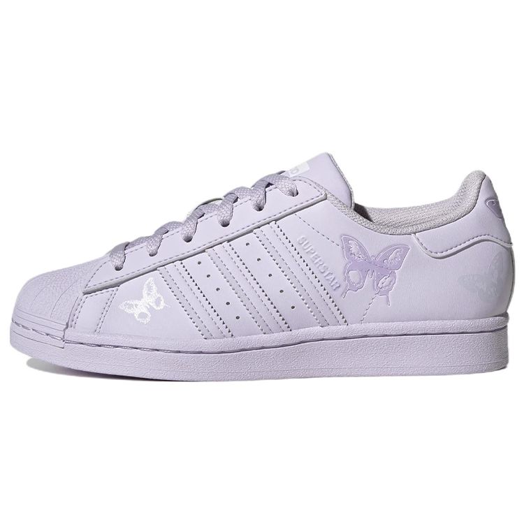 Adidas Originals Superstar Series Leather Comfortable Slip-Resistant Durable Low-Top Skate Shoes Women Sneakers Purple GX2167
