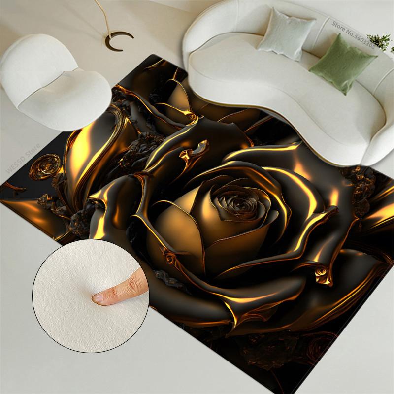 

Ретро многоцветный золотой ковер с цветочным принтом, украшение для комнаты, ковер для кровати для женщин, для девочек, мягкие бархатные коврики для комнаты, для кухни, большой размер 160x200cm 1pcs