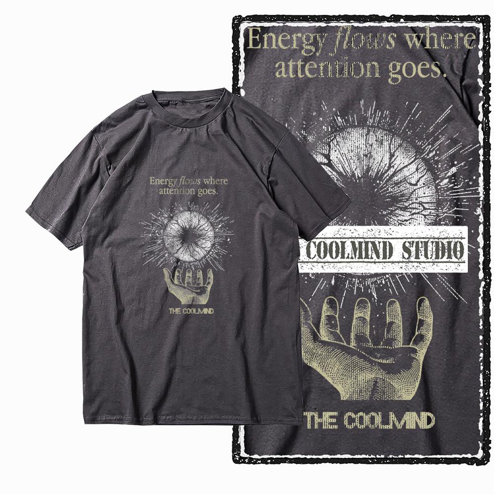 Coolmind X0075 Energy Focus Cosmic Focus Graphic Tee Cotton Exclusive Men Tshirt Streetwear T Shirt for Men Tee Shirt