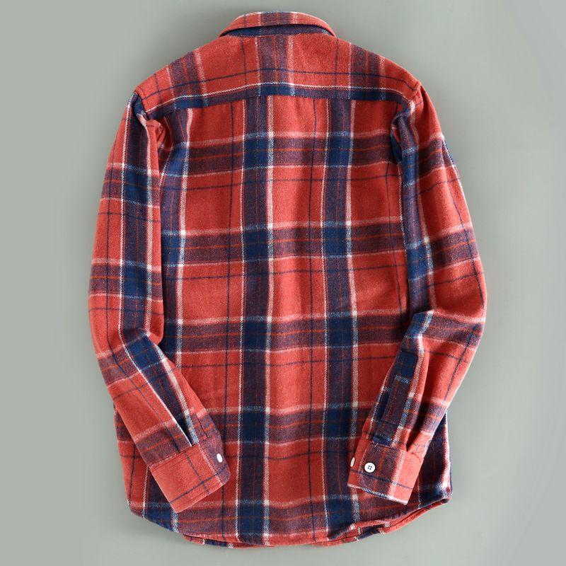 Excess Export Stock Brushed Thickened Soft Breathable Fashionable Trendy Plaid Turn-Down Collar Long-Sleeve Casual Shirt