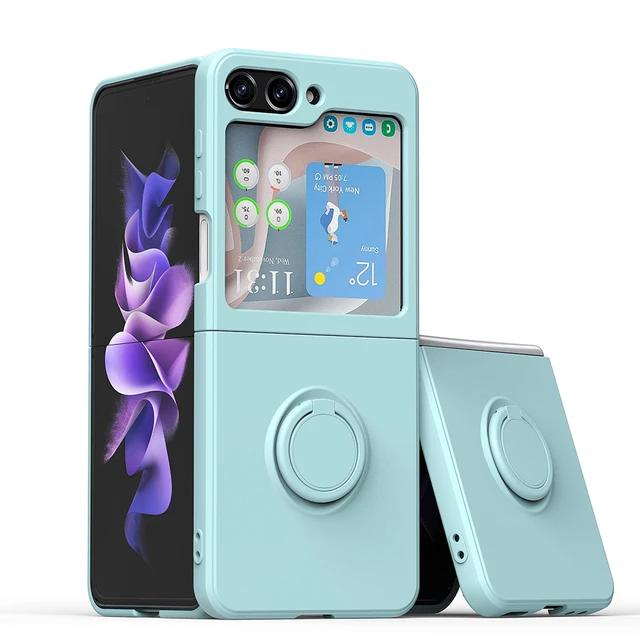 For Samsung Galaxy Z Flip 5 4 3 Phone Case Color Liquid Ring Holder Stand Cover Matte Shell Hard Antifall AntiFingerprint Fundas