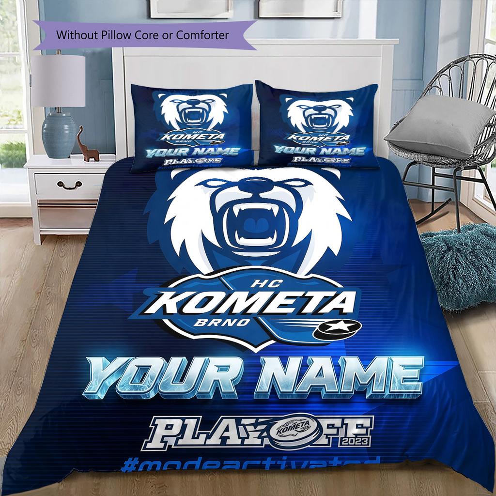 Custom Name HC Kometa Brno Bedding,Quilt Set Quilt Cover Pillowcase Home Birthday Gift(1 * duvet cover + 2 * pillowcase, without core) -HE66