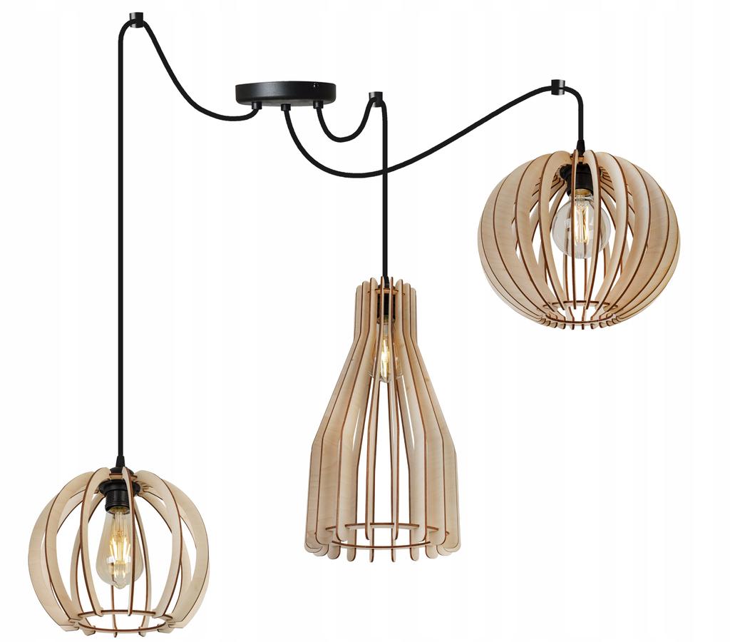 MODERN WOODEN CEILING HANGING LAMP MIX LED